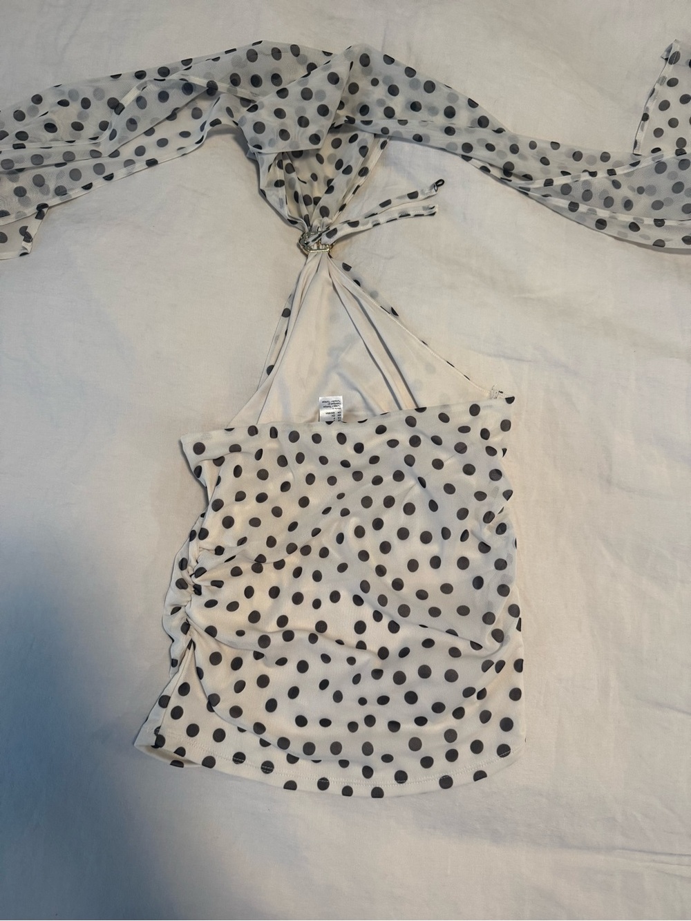 H&M MESH HALTERNECK TOP CREAM/POLKA DOT - Picture 4 of 6